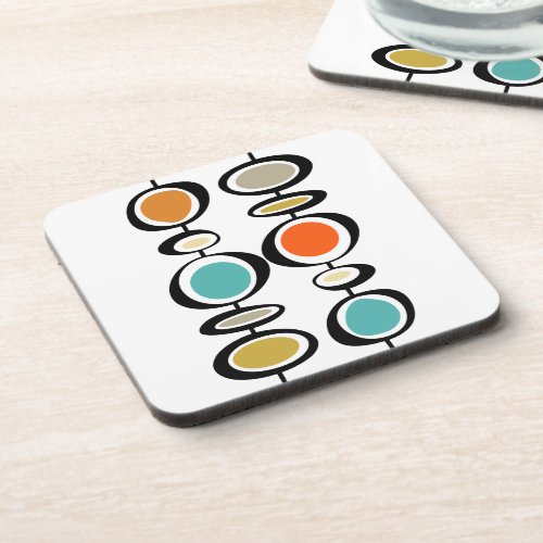 Colorful Abstract Circles Mid Century Style Beverage Coaster
