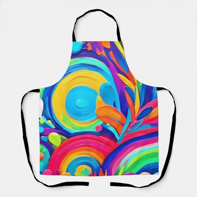 Colorful Abstract Circles Painting Apron (Front)