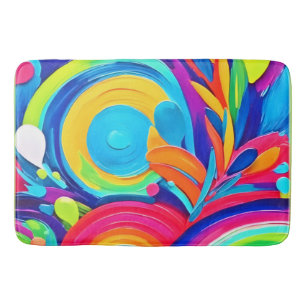 Colorful Abstract Circles Painting Bath Mat
