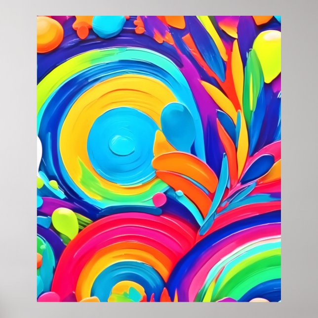 Colorful Abstract Circles Painting Poster (Front)