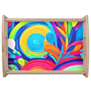Colorful Abstract Circles Painting Serving Tray