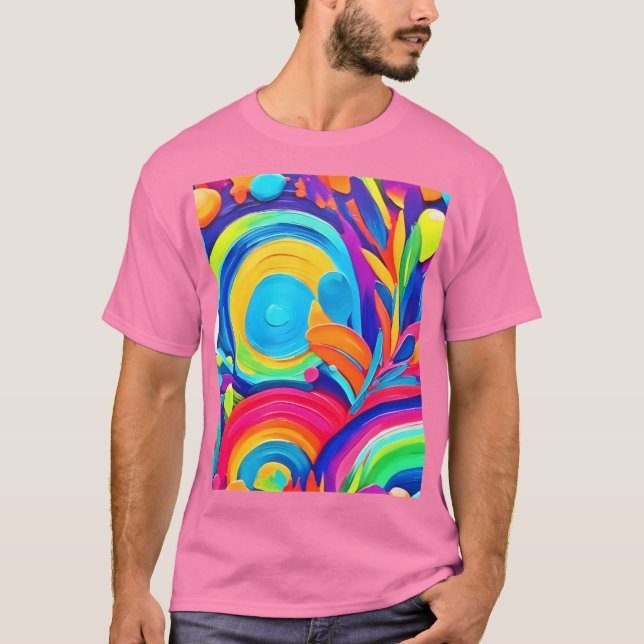 Colorful Abstract Circles Painting T-Shirt (Front)