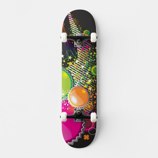 Colorful Abstract Circles Skateboard Deck (Front)