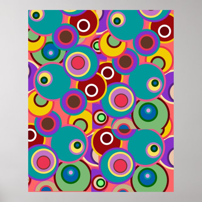 Colorful Abstract Circles Wall Poster Mural (Front)