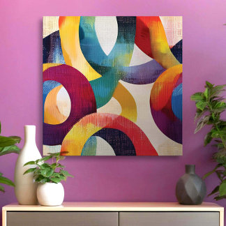 Colorful Abstract Circular Rings Canvas Print