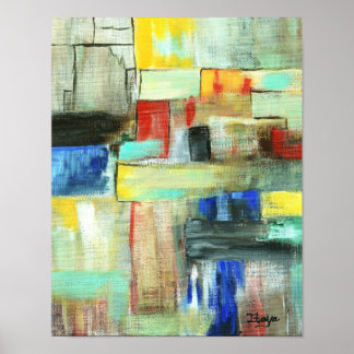 Colorful Abstract Cityscape Original Art Painting Poster