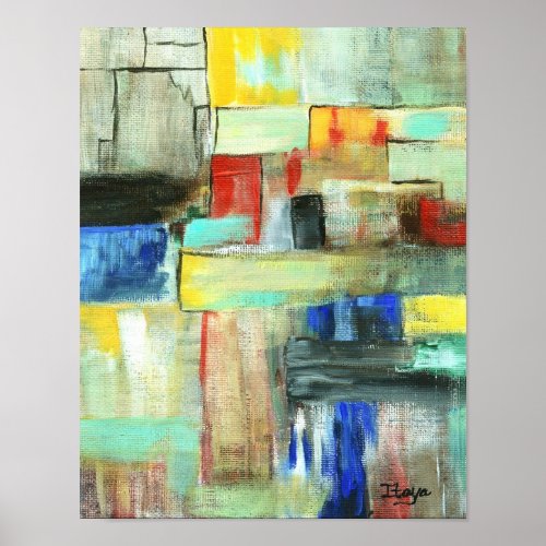 Colorful Abstract Cityscape Original Art Painting Poster