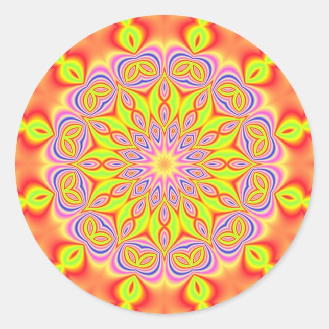 colorful abstract classic round sticker (Front)