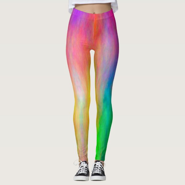 Colorful Abstract Clouds Leggings (Front)