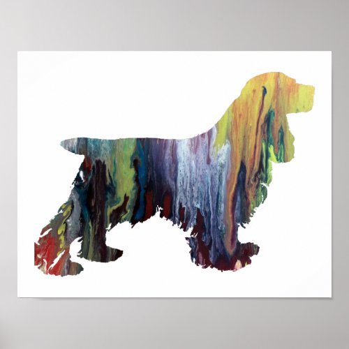 Colorful abstract cocker spaniel silhouette poster