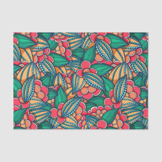 Colorful abstract Cocoa beans illustrated pattern Tissue Paper (Front)