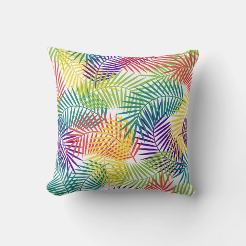 Colorful Abstract Coconut Leafs Pattern Throw Pillow