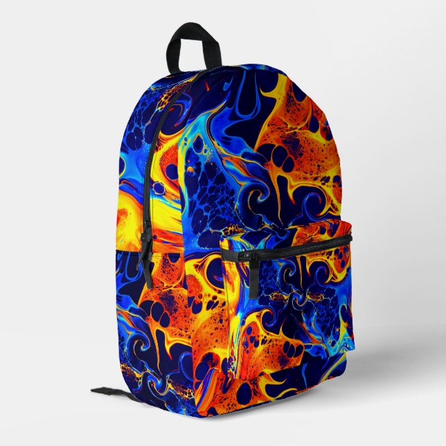colorful abstract color wavy   printed backpack (Back Corner Left)