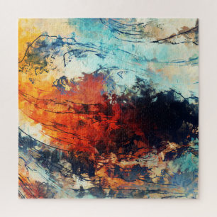 Colorful Abstract Contemporary Artwork Jigsaw Puzzle