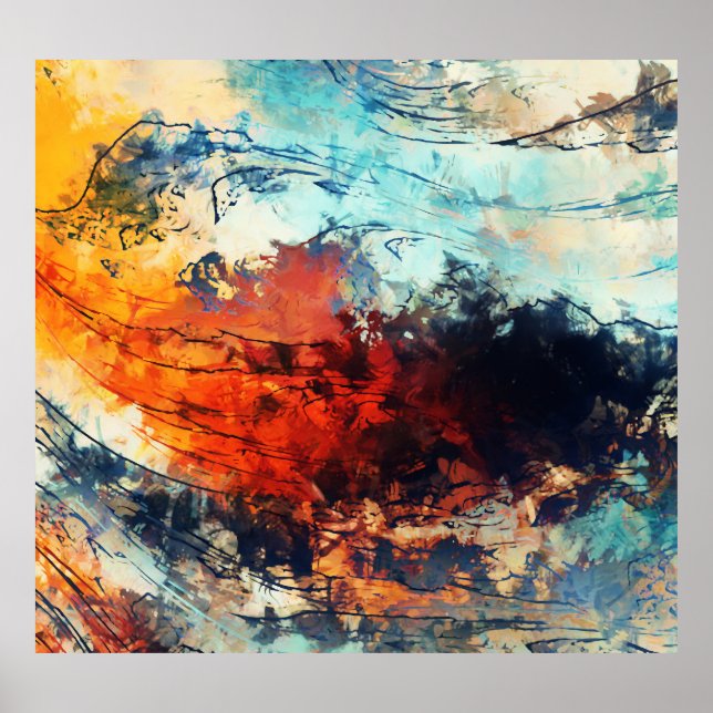 Colorful Abstract Contemporary Artwork Poster (Front)