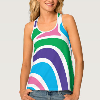 colorful abstract creating a wave-like effect tank top