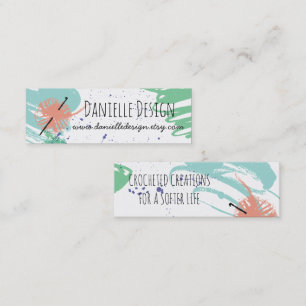 Colorful abstract crochet hooks ball of yarn mini business card