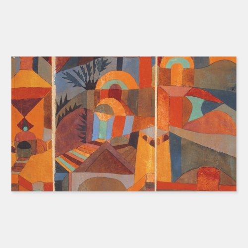Colorful Abstract Cubism Klee Modern Art Rectangular Sticker