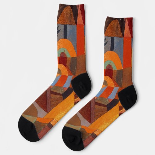 Colorful Abstract Cubism Klee Modern Art Socks