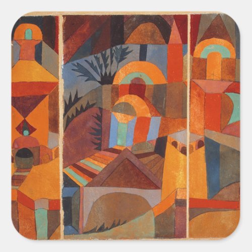 Colorful Abstract Cubism Klee Modern Art Square Sticker
