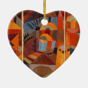 Colorful Abstract Cubism Klee Temple Gardens Ceramic Ornament