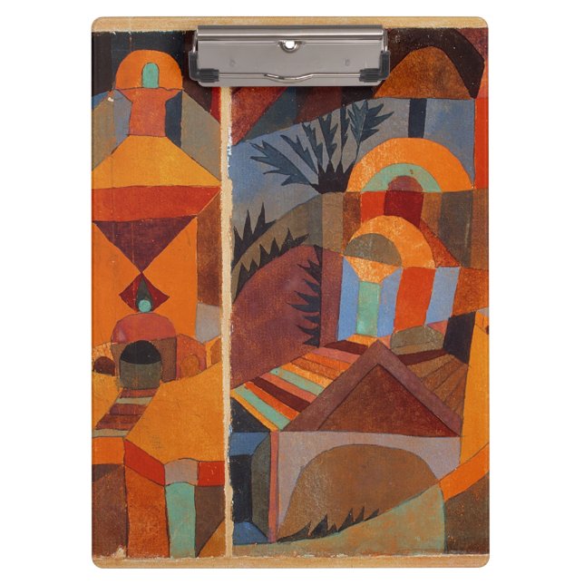 Colorful Abstract Cubism Klee Temple Gardens Clipboard (Front)