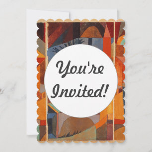 Colorful Abstract Cubism Klee Temple Gardens Invitation