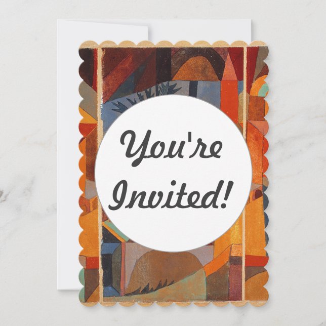 Colorful Abstract Cubism Klee Temple Gardens Invitation (Front)