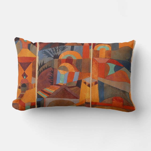 Colorful Abstract Cubism Klee Temple Gardens Lumbar Pillow (Front)