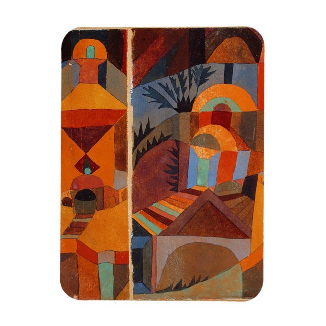 Colorful Abstract Cubism Klee Temple Gardens Magnet (Vertical)