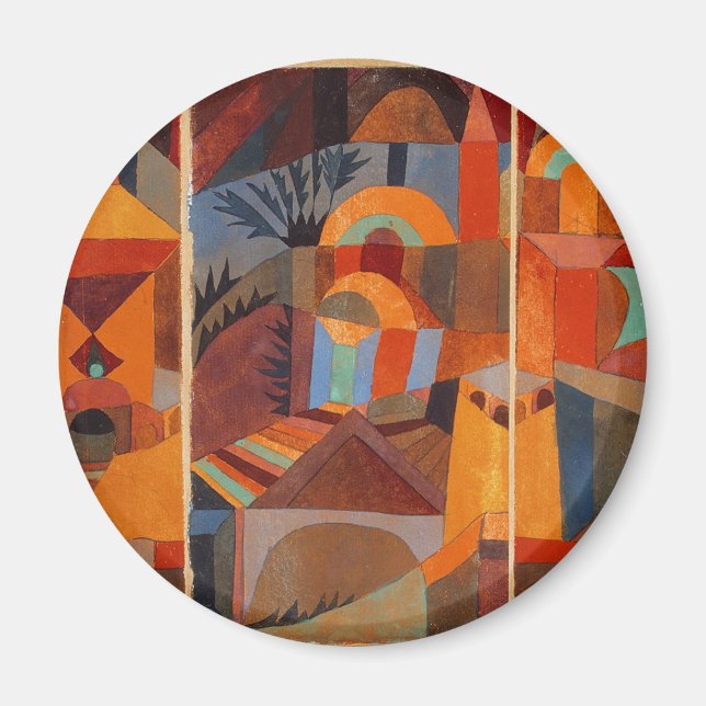 Colorful Abstract Cubism Klee Temple Gardens Magnet (Front)