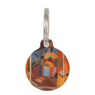 Colorful Abstract Cubism Klee Temple Gardens Pet ID Tag