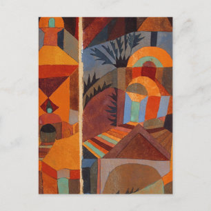 Colorful Abstract Cubism Klee Temple Gardens Postcard