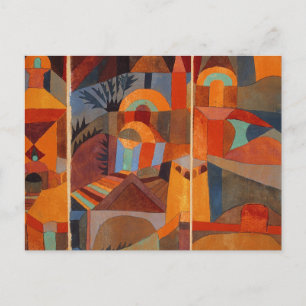 Colorful Abstract Cubism Klee Temple Gardens Postcard