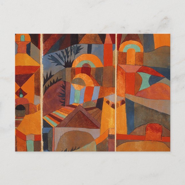 Colorful Abstract Cubism Klee Temple Gardens Postcard (Front)