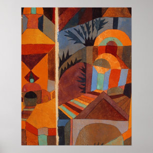 Colorful Abstract Cubism Klee Temple Gardens Poster