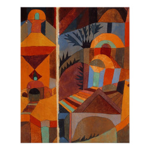 Colorful Abstract Cubism Klee Temple Gardens Poster