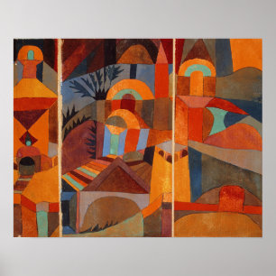 Colorful Abstract Cubism Klee Temple Gardens Poster