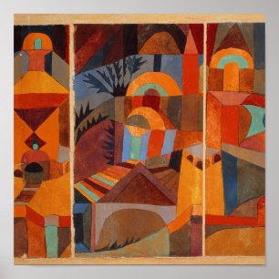 Colorful Abstract Cubism Klee Temple Gardens Poster