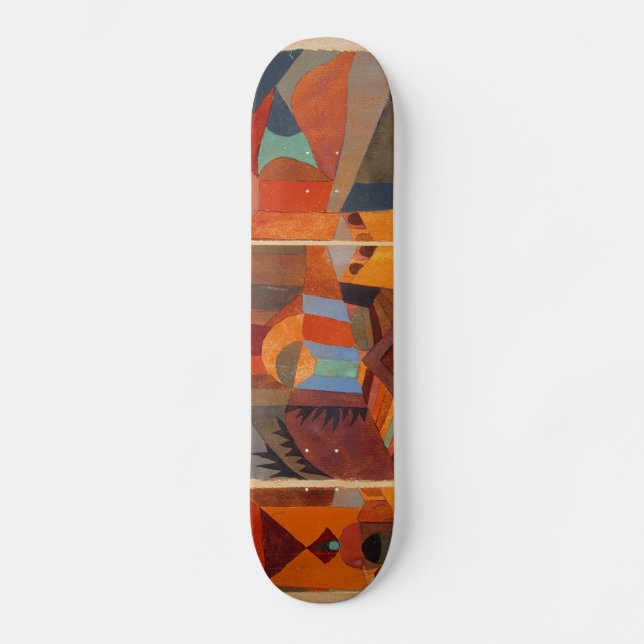 Colorful Abstract Cubism Klee Temple Gardens Skateboard Deck (Front)