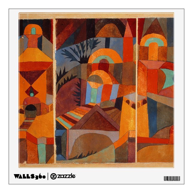 Colorful Abstract Cubism Klee Temple Gardens Wall Decal (Front)