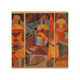 Colorful Abstract Cubism Klee Temple Gardens Wood Wall Decor