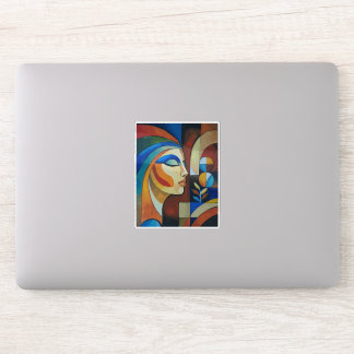 Colorful Abstract Cubist Woman Portrait Vinyl Stic Sticker