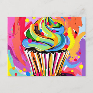 Colorful Abstract Cupcake with Vibrant Hues  Postcard