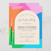Colorful Abstract Cute Fun Photo Graduation Party Invitation (Front/Back)