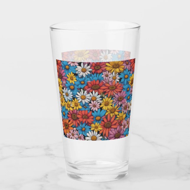 Colorful Abstract Daisies #26  Glass (Front)