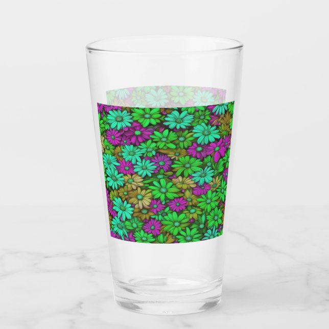 Colorful Abstract Daisies #27 Glass (Front)