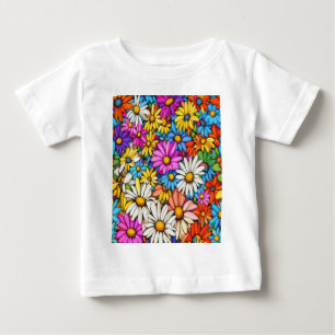Colorful Abstract Daisies #444 Baby T-Shirt