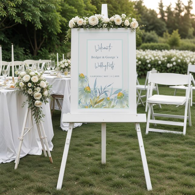 Colorful abstract daisy Frosted Wedding Welcome Acrylic Sign (Creator Uploaded)