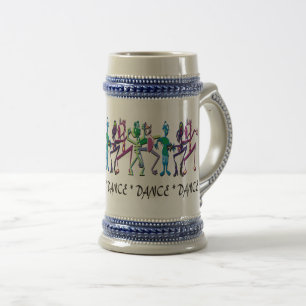 Colorful Abstract Dance Design Beer Stein